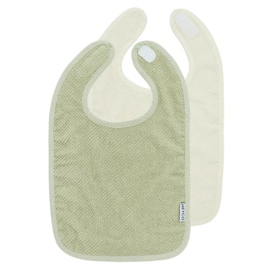 Meyco Baby Popcorn Lätzchen - 2er Pack - Naturel/Soft Olive von Meyco