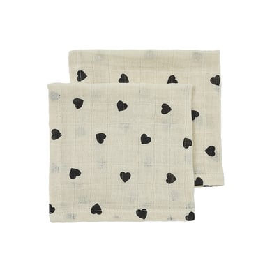 Meyco Baby Sweet Heart Spucktücher 2er Pack Soft Sand/Black Meyco Baby Sweet Heart Spucktücher 2er Pack Soft Sand/Black von Meyco