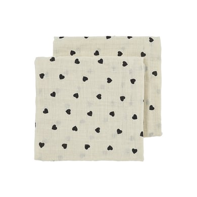 Meyco Baby Sweet Heart Swaddle 2er Pack Soft Sand/Black von Meyco