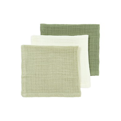 Meyco Baby Uni Spucktücher 3er Pack Naturel/Soft Olive/Olive Green von Meyco