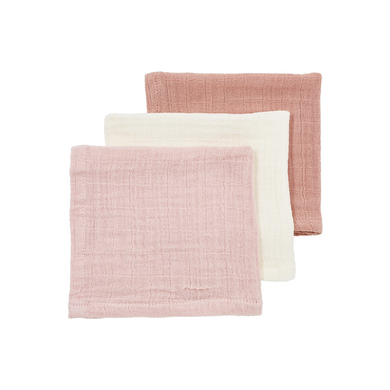 Meyco Baby Uni Spucktücher 3er Pack Rose/Rose/Naturel von Meyco
