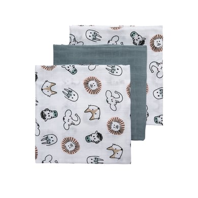 Meyco Mullwindeln 3er-Pack Animal/Stone Green 70 x 70 cm Meyco Mullwindeln 3er-Pack Animal/Stone Green 70 x 70 cm von Meyco