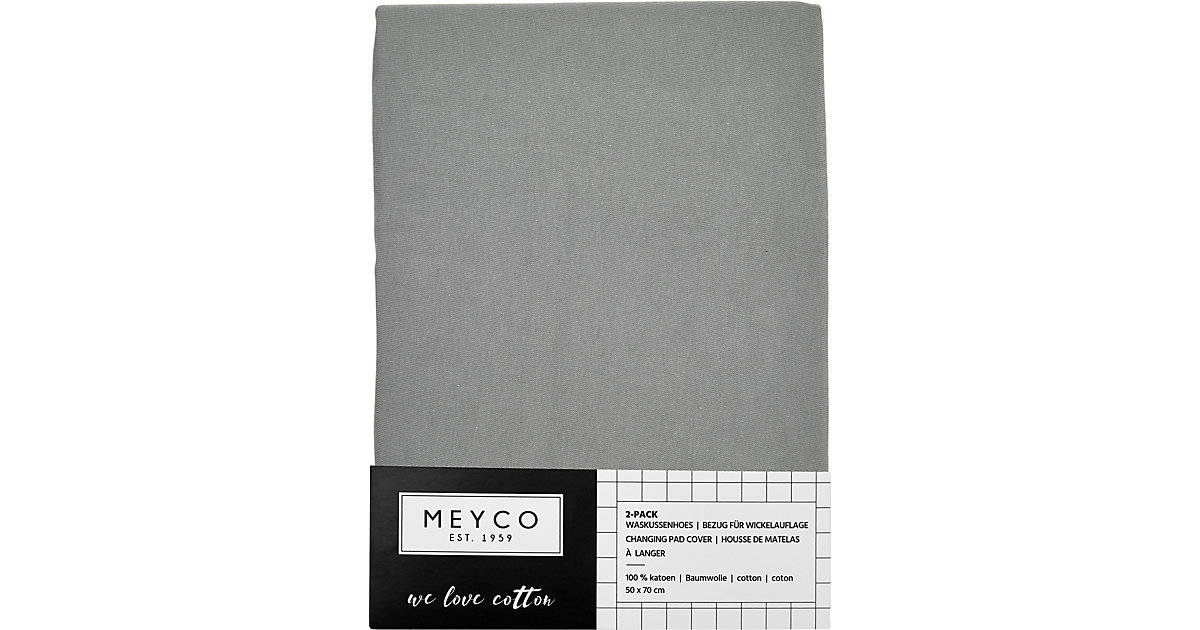 Wickelauflagenbezug Basic Jersey, 50 x 70 cm, grau, 2er Pack von Meyco