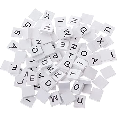 Meyrwoy 【100pcs】 Weiße Holzspänen DIY English Alphabet Puzzle Alphabetisierung Quadrate Baby Intellektuelle Entwicklung Holzchips 【Weiß】 von Meyrwoy