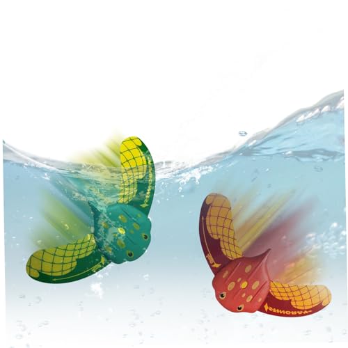 Meyrwoy 2 Pack Stingray Unterwasser-Segelflugzeug Kleiner mit verstellbaren Flossen Schwimmen Diving Pool Spielzeug selbstgedrucktes lustige Wasserspiele für Kinder und Erwachsene (rot und grün) von Meyrwoy