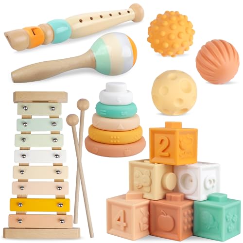 Meytccve Stapelbausteine Babyspielzeug von 6 bis 12 Monaten, Montessori-Spielzeug für Babys von 6 bis 12 bis 18 Monaten, Holzstapel- und Bausteine Meytccve Stapelbausteine Babyspielzeug von 6 bis 12 Monaten, Montessori-Spielzeug für Babys von 6 bis 12 bis 18 Monaten, Holzstapel- und Bausteine von Meytccve