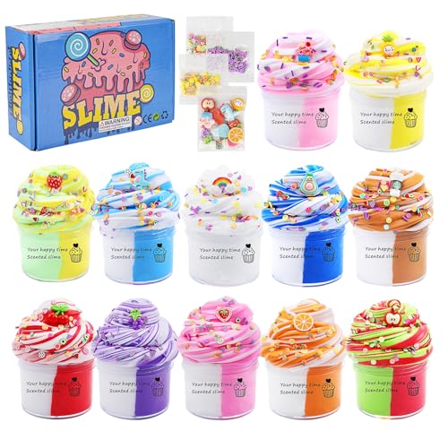 Cloud Slime Fluffy Slime Set Dual Colors Butter Slime Kits for Girls 12 Pack Peachybbies Slime Scented Putty Slime Party Favors with Strawberry Ananas Rainbow Non-Sticky, Stress Relief Toy Kids Cloud Slime Fluffy Slime Set Dual Colors Butter Slime Kits for Girls 12 Pack Peachybbies Slime Scented Putty Slime Party Favors with Strawberry Ananas Rainbow Non-Sticky, Stress Relief Toy Kids von Mezere