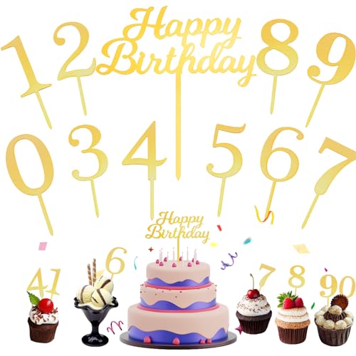 Mezrkuwr 11 Stück Alles Gute zum Geburtstag Kuchendekoration mit Kuchendeckel Zahlen 0-9, Cupcake Topper für Geburtstagsfeiern Mezrkuwr 11 Stück Alles Gute zum Geburtstag Kuchendekoration mit Kuchendeckel Zahlen 0-9, Cupcake Topper für Geburtstagsfeiern von Mezrkuwr