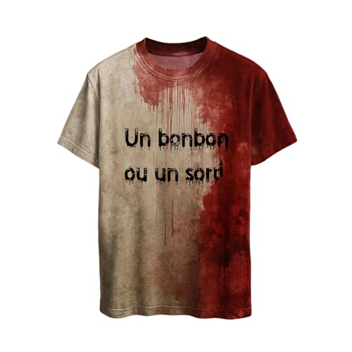 Mfhmom Halloween T-Shirt Unisex Gruselig Blutige Kostüme Horror Aufdrucke Problem Gelöst Tshirt für Herren Damen Lustige Oberteile Cosplay Partykostüme Rundhals Blutspritzer Handabdrücke Kurzarm Tees von Mfhmom