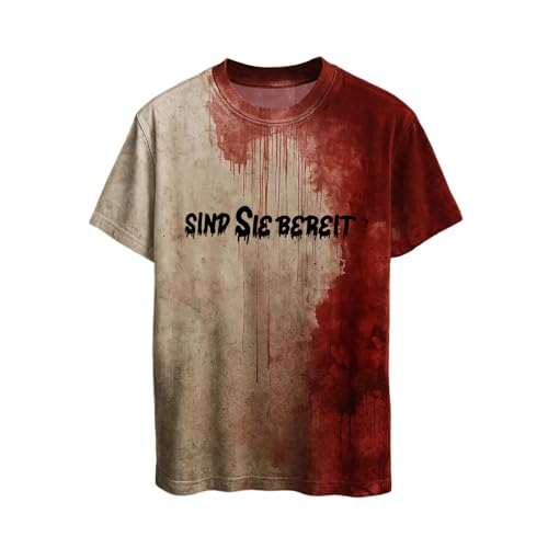 Mfhmom Halloween T-Shirt Unisex Gruselig Blutige Kostüme Horror Aufdrucke Problem Gelöst Tshirt für Herren Damen Lustige Oberteile Cosplay Partykostüme Rundhals Blutspritzer Handabdrücke Kurzarm Tees von Mfhmom