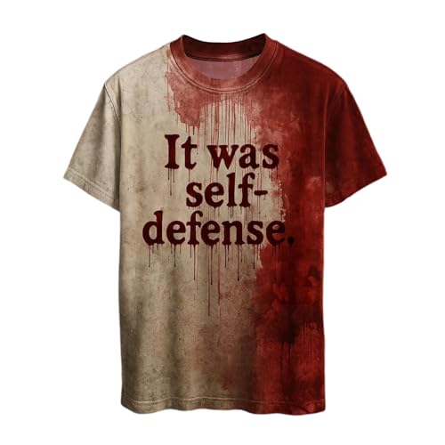 Mfhmom Halloween T-Shirt Unisex Gruselig Blutige Kostüme Horror Aufdrucke Problem Gelöst Tshirt für Herren Damen Lustige Oberteile Cosplay Partykostüme Rundhals Blutspritzer Handabdrücke Kurzarm Tees von Mfhmom
