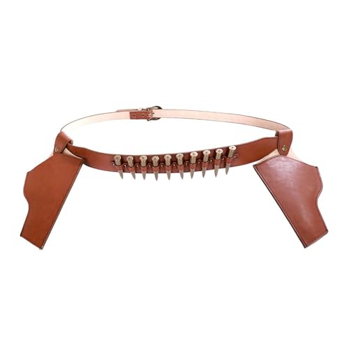 Leder Doppel Pistolenholster, Vintage Cowboy Einschussgürtel Rechts und Linkshänder Pistolenholster für Maskerade Halloween Party Jagd Camping Leder Doppel Pistolenholster, Vintage Cowboy Einschussgürtel Rechts und Linkshänder Pistolenholster für Maskerade Halloween Party Jagd Camping von MiOYOOW