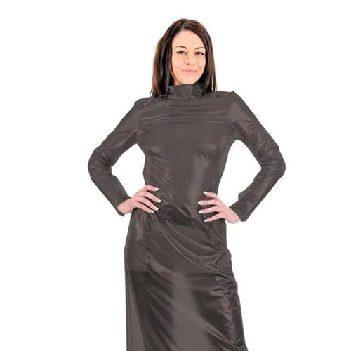 MiZuh Sexy durchsichtiges Kleid aus PVC-Kunststoff, wasserdicht, langärmelig, durchsichtig,   Kostüme, WetLook-Lederkleid, Fetisch, Latexkostüm, 7XL-Schwarz-XXL von MiZuh
