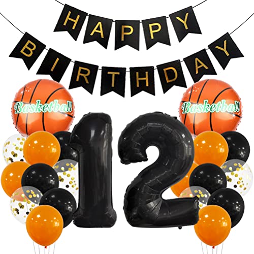 12 Jahr Kindergeburtstag Deko Set Happy Birthday Banner Großes Basketball Luftballon Dekorationen Zahl 12 FolienBallon Orange Schwarz Ballon für Kinder Basketball Themenfeier Party Geburtstagsdeko 12 Jahr Kindergeburtstag Deko Set Happy Birthday Banner Großes Basketball Luftballon Dekorationen Zahl 12 FolienBallon Orange Schwarz Ballon für Kinder Basketball Themenfeier Party Geburtstagsdeko von MiaLover