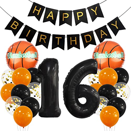 16 Jahr Kindergeburtstag Deko Set Happy Birthday Banner Großes Basketball Luftballon Dekorationen Zahl 16 FolienBallon Orange Schwarz Ballon für Kinder Basketball Themenfeier Party Geburtstagsdeko 16 Jahr Kindergeburtstag Deko Set Happy Birthday Banner Großes Basketball Luftballon Dekorationen Zahl 16 FolienBallon Orange Schwarz Ballon für Kinder Basketball Themenfeier Party Geburtstagsdeko von MiaLover