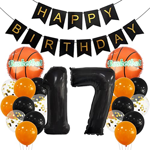 17 Jahr Kindergeburtstag Deko Set Happy Birthday Banner Großes Basketball Luftballon Dekorationen Zahl 17 FolienBallon Orange Schwarz Ballon für Kinder Basketball Themenfeier Party Geburtstagsdeko 17 Jahr Kindergeburtstag Deko Set Happy Birthday Banner Großes Basketball Luftballon Dekorationen Zahl 17 FolienBallon Orange Schwarz Ballon für Kinder Basketball Themenfeier Party Geburtstagsdeko von MiaLover
