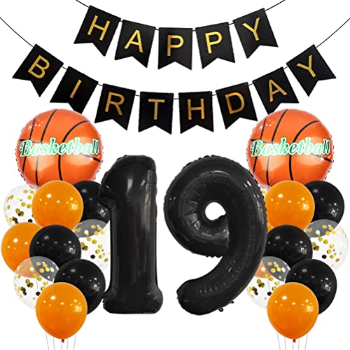 19 Jahr Kindergeburtstag Deko Set Happy Birthday Banner Großes Basketball Luftballon Dekorationen Zahl 19 FolienBallon Orange Schwarz Ballon für Kinder Basketball Themenfeier Party Geburtstagsdeko 19 Jahr Kindergeburtstag Deko Set Happy Birthday Banner Großes Basketball Luftballon Dekorationen Zahl 19 FolienBallon Orange Schwarz Ballon für Kinder Basketball Themenfeier Party Geburtstagsdeko von MiaLover