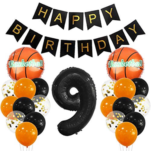 9 Jahr Kindergeburtstag Deko Set Happy Birthday Banner Großes Basketball Luftballon Dekorationen Zahl 9 FolienBallon Orange Schwarz Ballon für Kinder Basketball Themenfeier Party Geburtstagsdeko 9 Jahr Kindergeburtstag Deko Set Happy Birthday Banner Großes Basketball Luftballon Dekorationen Zahl 9 FolienBallon Orange Schwarz Ballon für Kinder Basketball Themenfeier Party Geburtstagsdeko von MiaLover