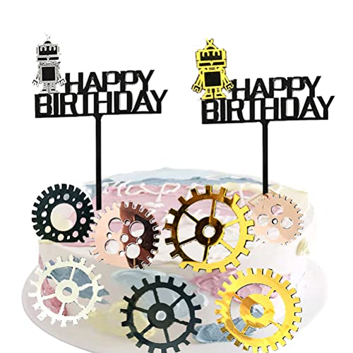 MiaLover 16 Stück Roboter Kuchendeko Tortendeko Happy Birthday Cake Topper Geburtstag Roboter Figuren Torte für Kinder Baby Party Geburtstag Party Kuchen Dekoration Supplies von MiaLover