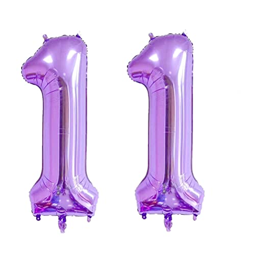 MiaLover 40 Zoll Zahl 11. Geburtstag deko Zahlen Ballon 11 Heliumballon 11 Geburtstagsdeko Riesen Aufblasbar Helium Folienballon Luftballons für Männer Frauen Happy Birthday Deko Luftballon(Lila) von MiaLover