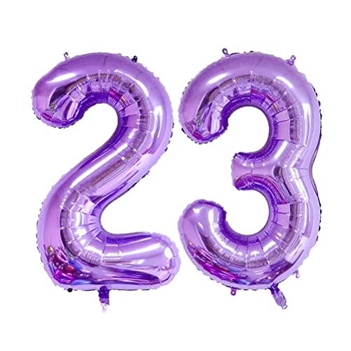 MiaLover 40 Zoll Zahl 23. Geburtstag deko Zahlen Ballon 23 Heliumballon 23 Geburtstagsdeko Riesen Aufblasbar Helium Folienballon Luftballons für Männer Frauen Happy Birthday Deko Luftballon(Lila) von MiaLover