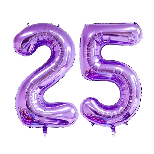 MiaLover 40 Zoll Zahl 25. Geburtstag deko Zahlen Ballon 25 Heliumballon 25 Geburtstagsdeko Riesen Aufblasbar Helium Folienballon Luftballons für Männer Frauen Happy Birthday Deko Luftballon(Lila) von MiaLover