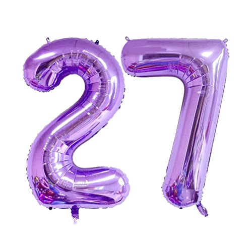 MiaLover 40 Zoll Zahl 27. Geburtstag deko Zahlen Ballon 27 Heliumballon 27 Geburtstagsdeko Riesen Aufblasbar Helium Folienballon Luftballons für Männer Frauen Happy Birthday Deko Luftballon(Lila) von MiaLover