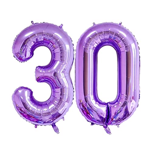 MiaLover 40 Zoll Zahl 30. Geburtstag deko Zahlen Ballon 30 Heliumballon 30 Geburtstagsdeko Riesen Aufblasbar Helium Folienballon Luftballons für Männer Frauen Happy Birthday Deko Luftballon(Lila) von MiaLover