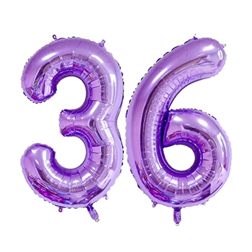 MiaLover 40 Zoll Zahl 36. Geburtstag deko Zahlen Ballon 36 Heliumballon 36 Geburtstagsdeko Riesen Aufblasbar Helium Folienballon Luftballons für Männer Frauen Happy Birthday Deko Luftballon(Lila) von MiaLover