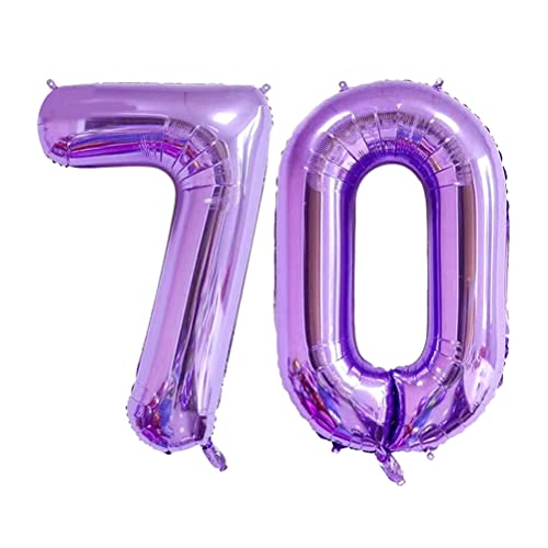 MiaLover 40 Zoll Zahl 70. Geburtstag deko Zahlen Ballon 70 Heliumballon 70 Geburtstagsdeko Riesen Aufblasbar Helium Folienballon Luftballons für Männer Frauen Happy Birthday Deko Luftballon(Lila) von MiaLover