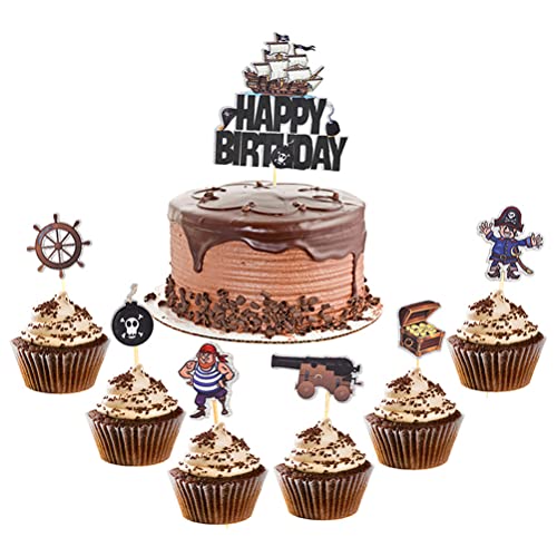 MiaLover 7 Stück Pirate Boot Cake Toppers Piraten Kuchendeckel Happy Birthday Cake Toppers Set Piraten Kuchen Topper Cupcake für Kinder Mädchen Junge Halloween Party Muffin Deko MiaLover 7 Stück Pirate Boot Cake Toppers Piraten Kuchendeckel Happy Birthday Cake Toppers Set Piraten Kuchen Topper Cupcake für Kinder Mädchen Junge Halloween Party Muffin Deko von MiaLover