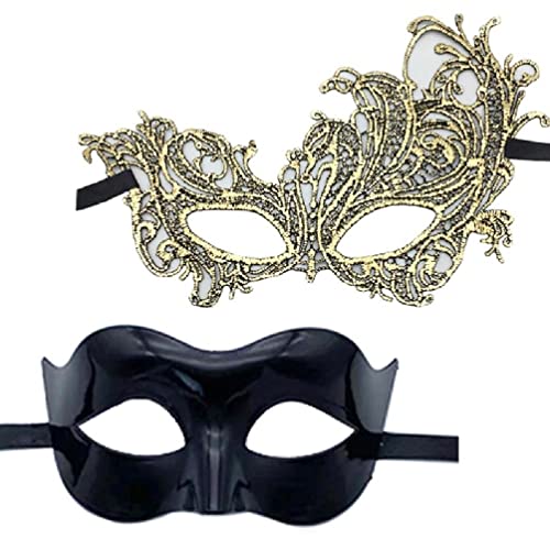 2 Stück/Set Spitzen-Augenmaske für Damen und Herren Mardi Gras-Maske Maskerade-Maske venezianische Maske halbe Gesichtsmaske Halloween-Party-Maske. 2 Stück Spitzen-Augenmaske halbe von Miaelle