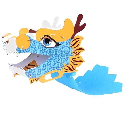 Miaelle DIY Papier Drachenkopf Maske Chinesischer Drachentanz Kopfmaske DIY Papier Drachen Spielzeug Für Kinder Frühlingsfest Weihnachtsgeschenk DIY Papier Drachenpuppe Papier Drachen DIY Kit von Miaelle