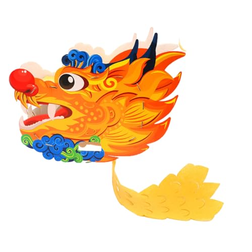 Miaelle DIY Papier Drachenkopf Maske Chinesischer Drachentanz Kopfmaske DIY Papier Drachen Spielzeug Für Kinder Frühlingsfest Weihnachtsgeschenk DIY Papier Drachenpuppe Papier Drachen DIY Kit von Miaelle