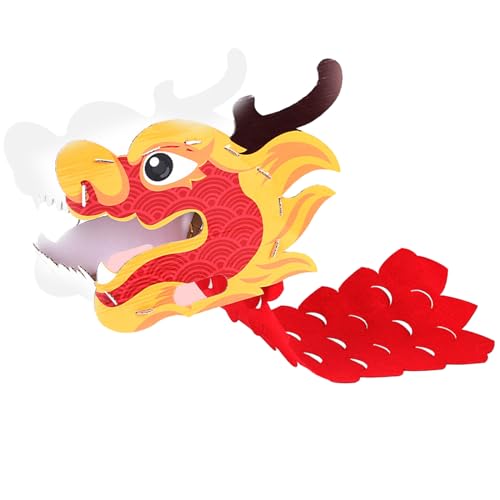 Miaelle DIY Papier Drachenkopf Maske Chinesischer Drachentanz Kopfmaske DIY Papier Drachen Spielzeug Für Kinder Frühlingsfest Weihnachtsgeschenk DIY Papier Drachenpuppe Papier Drachen DIY Kit von Miaelle