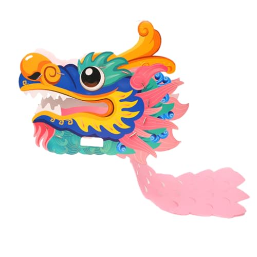 Miaelle DIY Papier Drachenkopf Maske Chinesischer Drachentanz Kopfmaske DIY Papier Drachen Spielzeug Für Kinder Frühlingsfest Weihnachtsgeschenk DIY Papier Drachenpuppe Papier Drachen DIY Kit von Miaelle