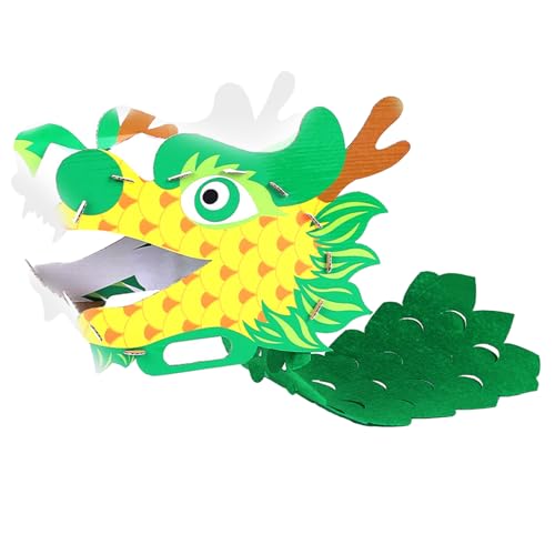 Miaelle DIY Papier Drachenkopf Maske Chinesischer Drachentanz Kopfmaske DIY Papier Drachen Spielzeug Für Kinder Frühlingsfest Weihnachtsgeschenk DIY Papier Drachenpuppe Papier Drachen DIY Kit von Miaelle