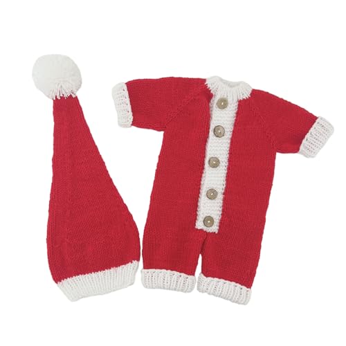 Miaelle Säugling Fotografie Requisiten Weihnachtskostüm Stricken Santa Overall Baby Fotoshooting Outfit Dusche Geschenk Säugling Fotografie Santa Kostüm von Miaelle