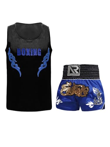Miaeowve Kinder Junge Kickboxen Trainingsanzug Ärmellos Sport Oberteil Mit Kickboxing Shorts Kickboxer Boxer Kostüm Schwarz Blau A 134-140 Miaeowve Kinder Junge Kickboxen Trainingsanzug Ärmellos Sport Oberteil Mit Kickboxing Shorts Kickboxer Boxer Kostüm Schwarz Blau A 134-140 von Miaeowve