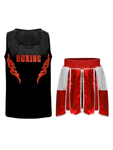 Miaeowve Kinder Junge Kickboxen Trainingsanzug Ärmellos Sport Oberteil Mit Kickboxing Shorts Kickboxer Boxer Kostüm Schwarz Rot 158-164 Miaeowve Kinder Junge Kickboxen Trainingsanzug Ärmellos Sport Oberteil Mit Kickboxing Shorts Kickboxer Boxer Kostüm Schwarz Rot 158-164 von Miaeowve