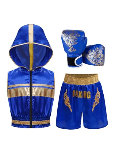 Miaeowve Kinder Junge MMA Anzug Hoodie Sportshirt Mit Shorts Sparring Handschuhe Kickboxer Kostüm Kampfsport Trainingsanzug Blau 134-140 Miaeowve Kinder Junge MMA Anzug Hoodie Sportshirt Mit Shorts Sparring Handschuhe Kickboxer Kostüm Kampfsport Trainingsanzug Blau 134-140 von Miaeowve