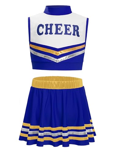 Miaeowve Kinder Mädchen Cheer Leader Kostüm Ärmellos Tanz Top Bauchfrei Tshirt Mit Faltenrock Minirock 2tlg Cheerleaderin Kleid Uniform Königsblau 146-152 Miaeowve Kinder Mädchen Cheer Leader Kostüm Ärmellos Tanz Top Bauchfrei Tshirt Mit Faltenrock Minirock 2tlg Cheerleaderin Kleid Uniform Königsblau 146-152 von Miaeowve
