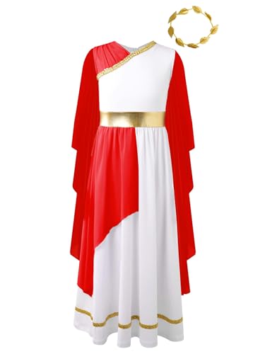 Miaeowve Kinder Mädchen Griechische Römische Göttin Kleider Karneval Langarm Athena V-Ausschnitt Olympia Toga Partykleid Mit Blatt Stirnband Gr. 110-170 Rot 158-164 Miaeowve Kinder Mädchen Griechische Römische Göttin Kleider Karneval Langarm Athena V-Ausschnitt Olympia Toga Partykleid Mit Blatt Stirnband Gr. 110-170 Rot 158-164 von Miaeowve