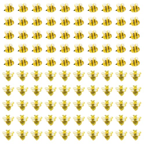 Miaija 100 Stück Kunstharz-Bienen-Dekor, kleine Bienen, Party-Gartendekorationen, niedliche Mikro-Tiere, Bastelzubehör für Mikro-Landschaftsbau, Bienenparty von Miaija