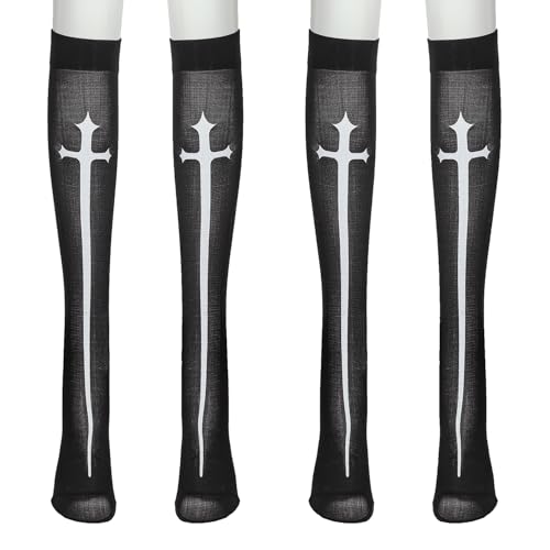 Miaija 2 Paar Halloween Nonne Knielange Strümpfe Gothic Kreuz Oberschenkel Hohe Strümpfe Schwarz Party Kostüm Cosplay Zubehör für Frauen Teenager Mädchen Nonne Cosplay Miaija 2 Paar Halloween Nonne Knielange Strümpfe Gothic Kreuz Oberschenkel Hohe Strümpfe Schwarz Party Kostüm Cosplay Zubehör für Frauen Teenager Mädchen Nonne Cosplay von Miaija
