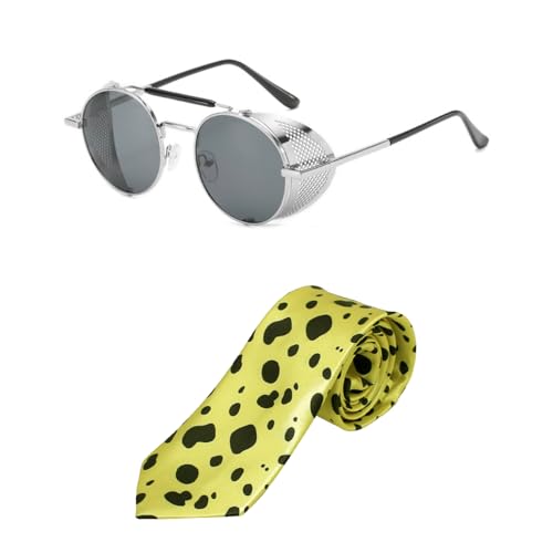 Miaija Cosplay-Krawatte und Sonnenbrille, Leopardenmuster, Retro-Steampunk-Brille, Brille, Halloween-Kostüm-Zubehör für Erwachsene, 2 Stück Miaija Cosplay-Krawatte und Sonnenbrille, Leopardenmuster, Retro-Steampunk-Brille, Brille, Halloween-Kostüm-Zubehör für Erwachsene, 2 Stück von Miaija