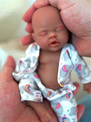 Miaio 7 Zoll Miniatur Vorzeitige Ganzkörper Silikon Schwarz Baby Puppe Mädchen Realistische Mini Reborn Puppe von Miaio