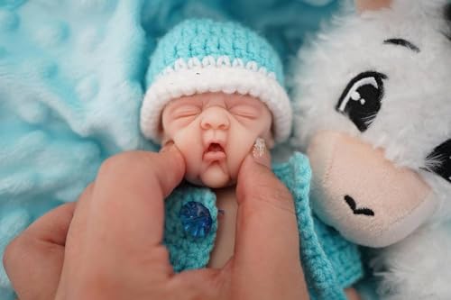 Miaio Reborn Silikon Babypuppe Junge 7 Zoll Puppe Mini Realistische Neugeborene Babypuppen Ganzkörper Stressabbau von Miaio