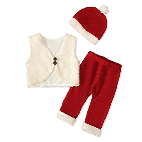 Weihnachten Baby Outfits Meine Erste Weihnachten kostüm Xmas Party Fancy Dress up Kleidung Set Fotoshooting Neugeborene Weihnachten Geschenk Idealewahl für Babykleidung (Beige, 12-18 Months) von MianYaLi