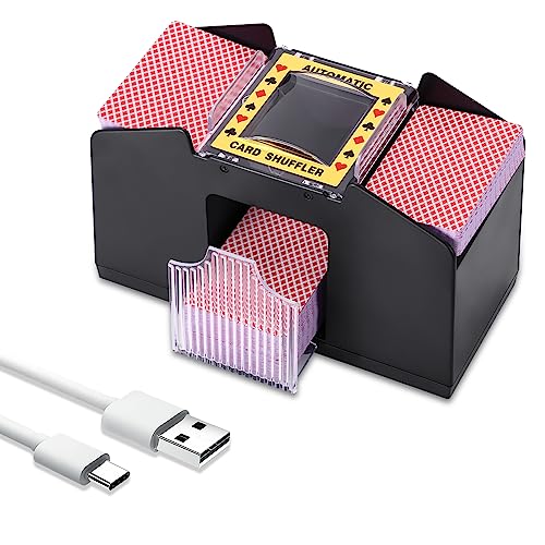 Miawtro Automatischer Kartenmischer Für 2/4 Decks,USB-/Batteriebetrieben Kartenmischmaschine Elektrische, Elektrischer Kartenmischer Für Spielkarten Wie Pokerkarten, UNO-Kartenspiel Und Blackjack von Miawtro